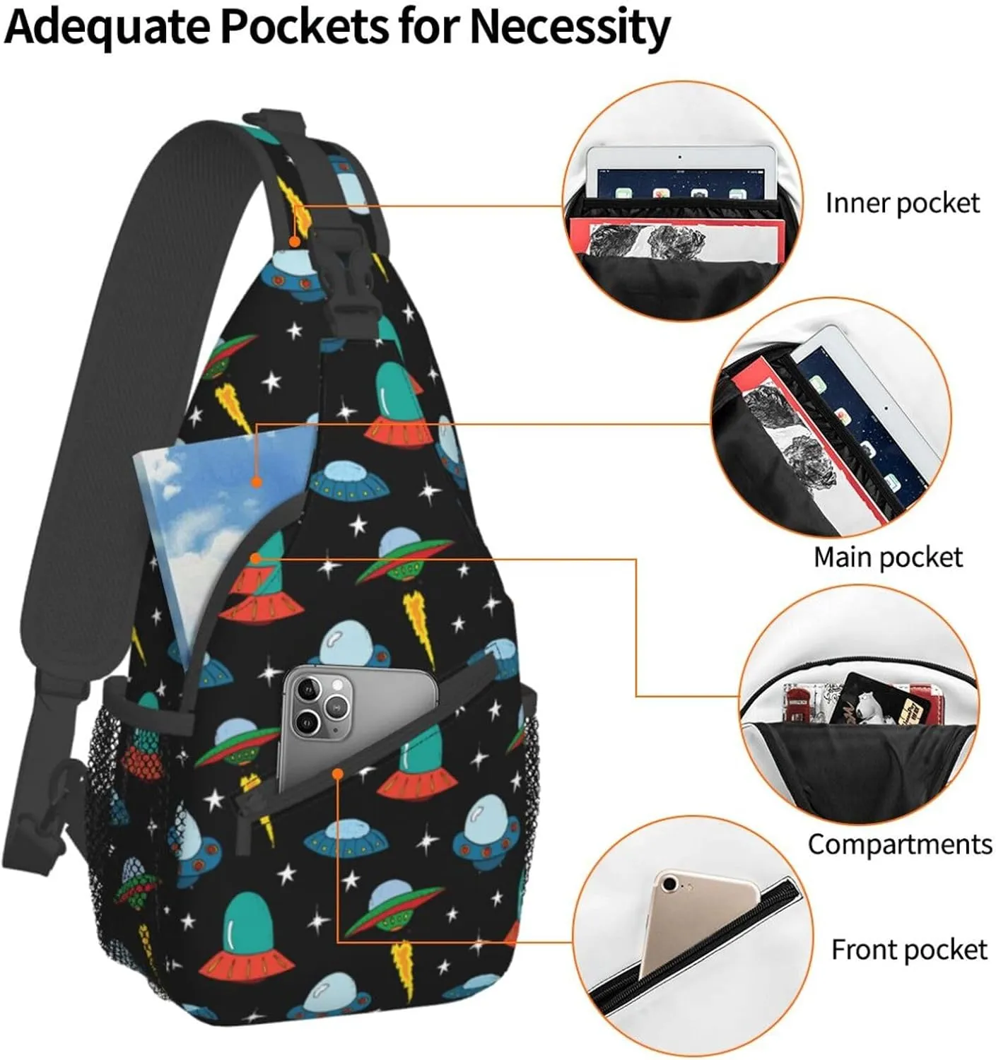 Space Planet Sling Bag,Multipurpose Crossbody Backpack Shoulder Chest Bag for Women Men Travel Hiking Daypack
