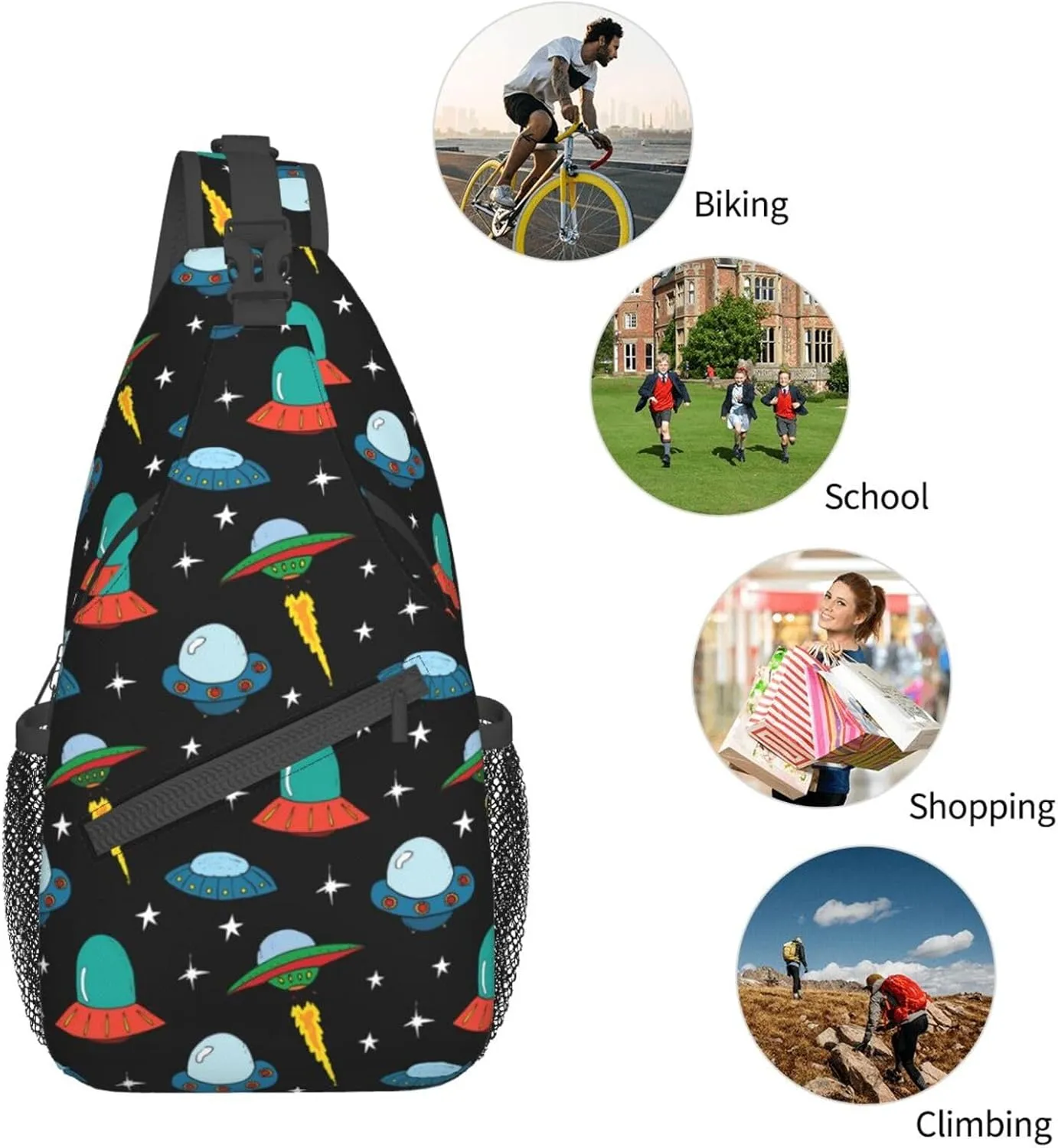 Space Planet Sling Bag,Multipurpose Crossbody Backpack Shoulder Chest Bag for Women Men Travel Hiking Daypack