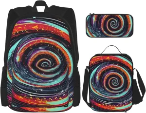 Space Spiral Cosmic Print Practicality Bag Casual Fashion Backpack Lunch Bag Pencil Case Camping Gear Bag