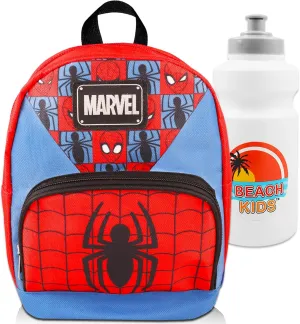 Spiderman 10" Mini Canvas Backpack Set | Marvel Spidey School Supplies for Kids