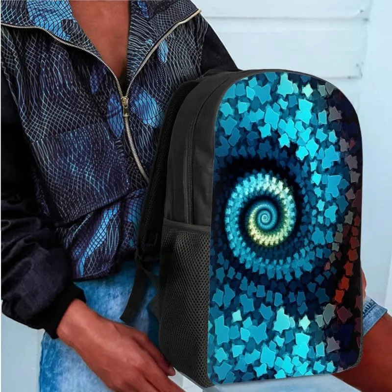 Spiral Marbles Boys Girls Backpacks Sets Marble Painting Canvas Lunch Bag Aesthetic Modern Arts Double Zipper Pencil Box for Junior Senior Students