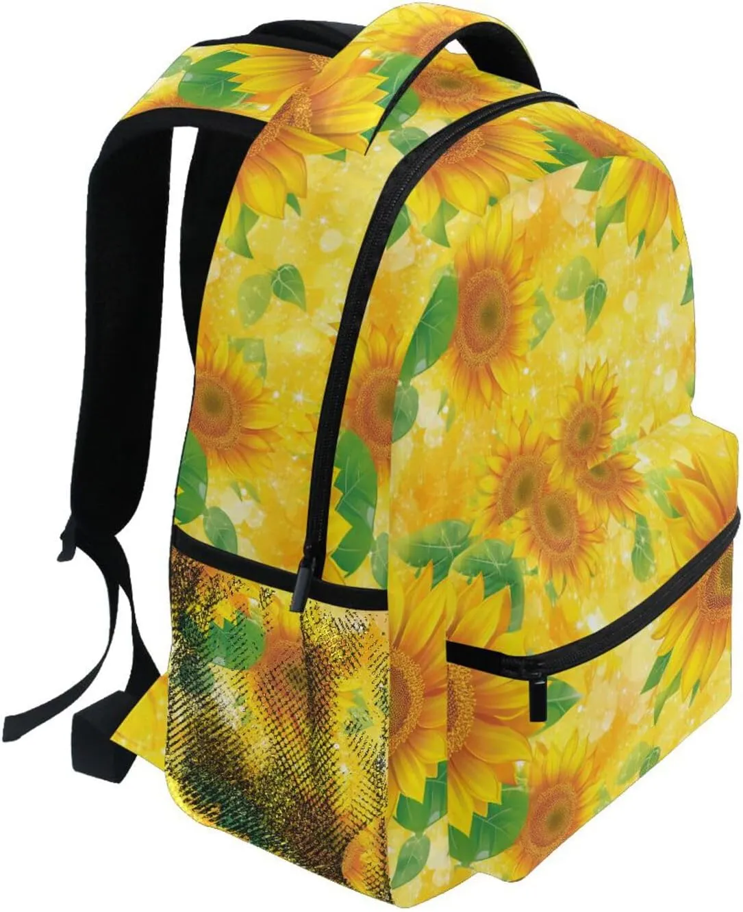 Sport Backpack for Teacher Nurse Fashion School Book Bag with Chest Strap for Business Work College Travel Trip Parents' Day Beautiful Sunflower
