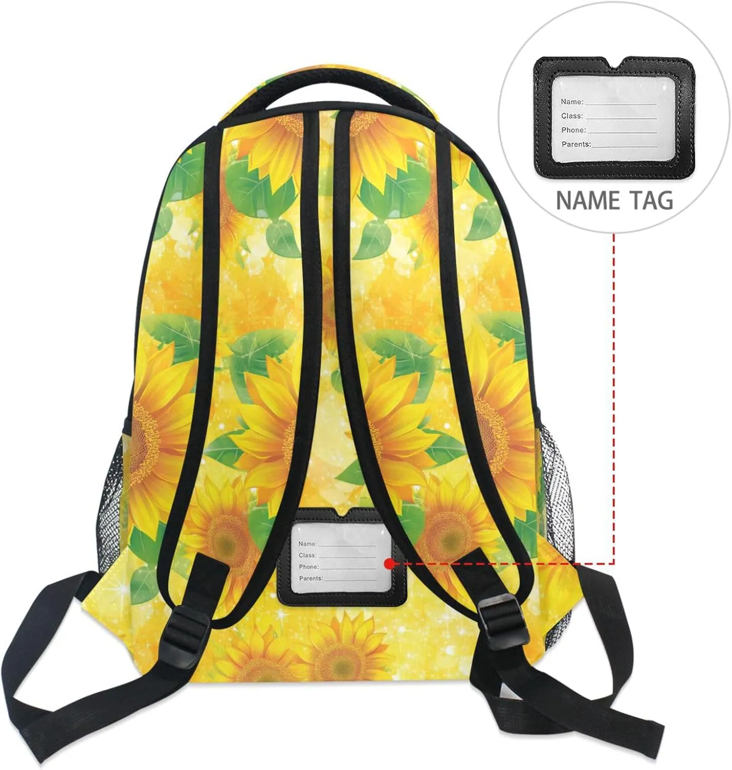 Sport Backpack for Teacher Nurse Fashion School Book Bag with Chest Strap for Business Work College Travel Trip Parents' Day Beautiful Sunflower