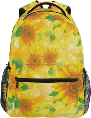 Sport Backpack for Teacher Nurse Fashion School Book Bag with Chest Strap for Business Work College Travel Trip Parents' Day Beautiful Sunflower