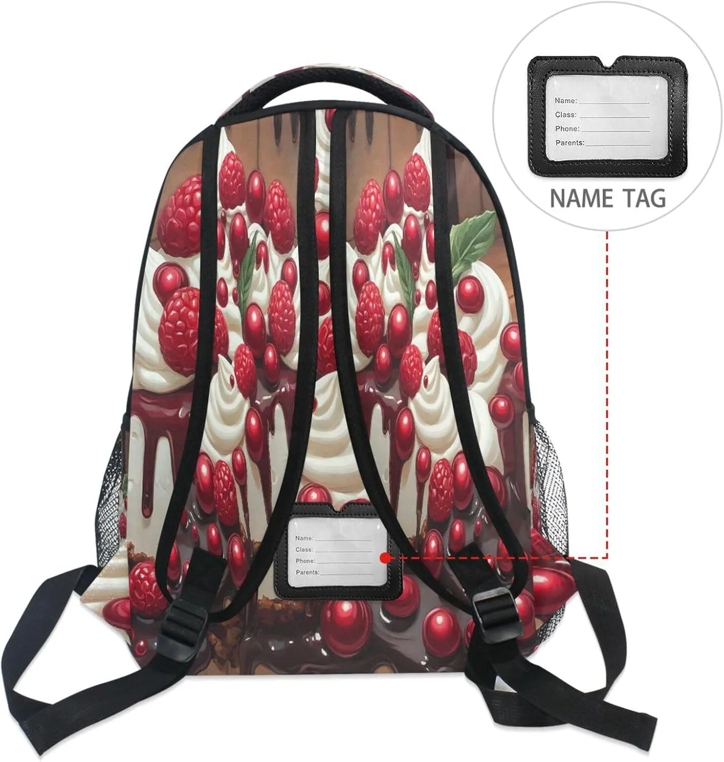 Sport Backpack for Unisex Adult Waterproof College School Computer Bag with Chest Strap Gift Men & Women Black Personalized Cake Trending on Pixiv Concept Art Style
