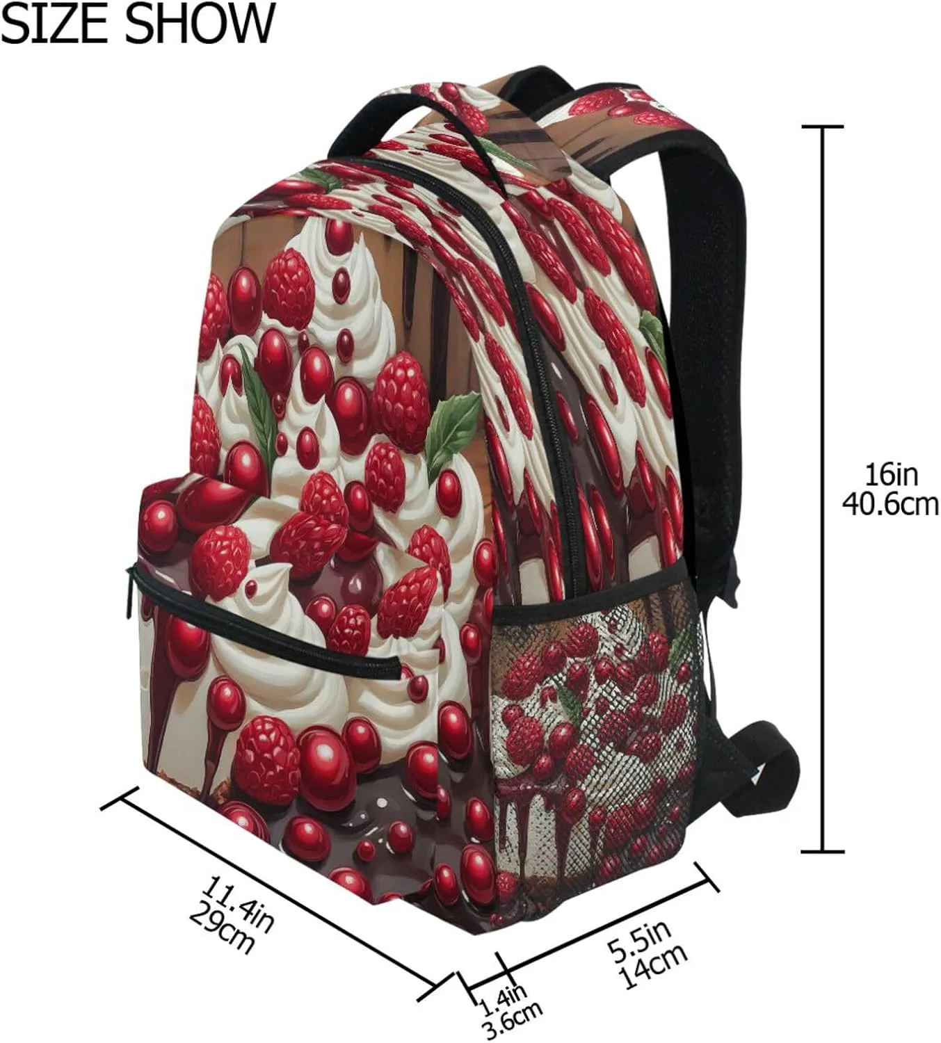 Sport Backpack for Unisex Adult Waterproof College School Computer Bag with Chest Strap Gift Men & Women Black Personalized Cake Trending on Pixiv Concept Art Style