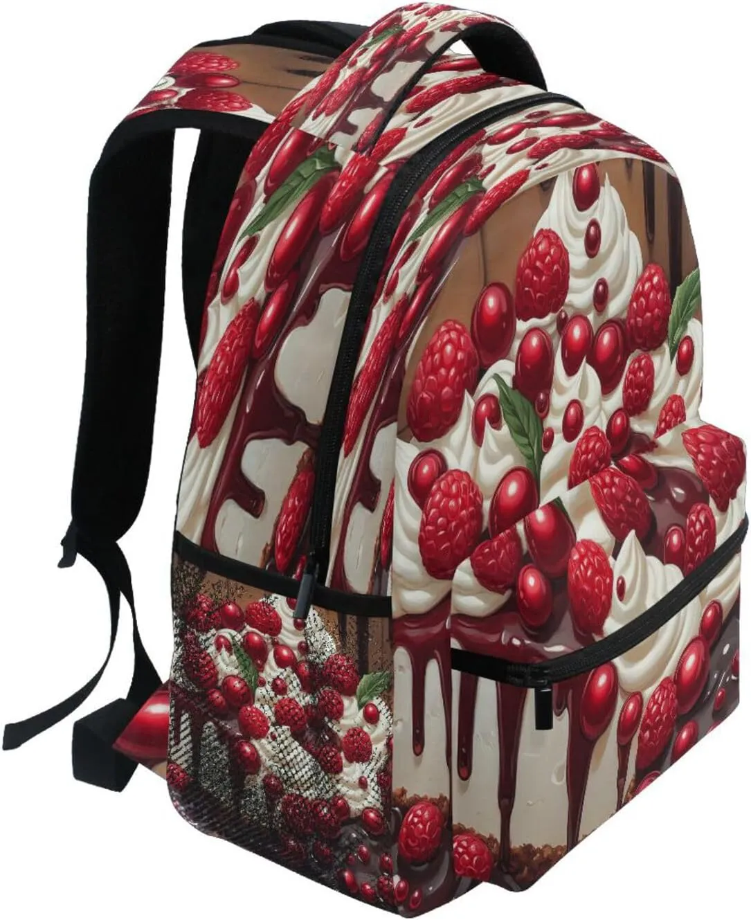 Sport Backpack for Unisex Adult Waterproof College School Computer Bag with Chest Strap Gift Men & Women Black Personalized Cake Trending on Pixiv Concept Art Style