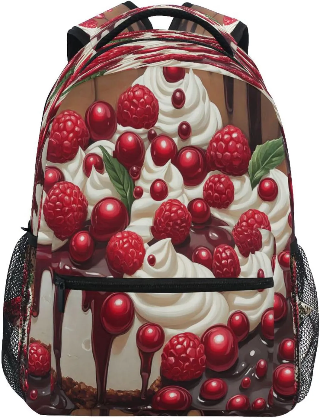 Sport Backpack for Unisex Adult Waterproof College School Computer Bag with Chest Strap Gift Men & Women Black Personalized Cake Trending on Pixiv Concept Art Style