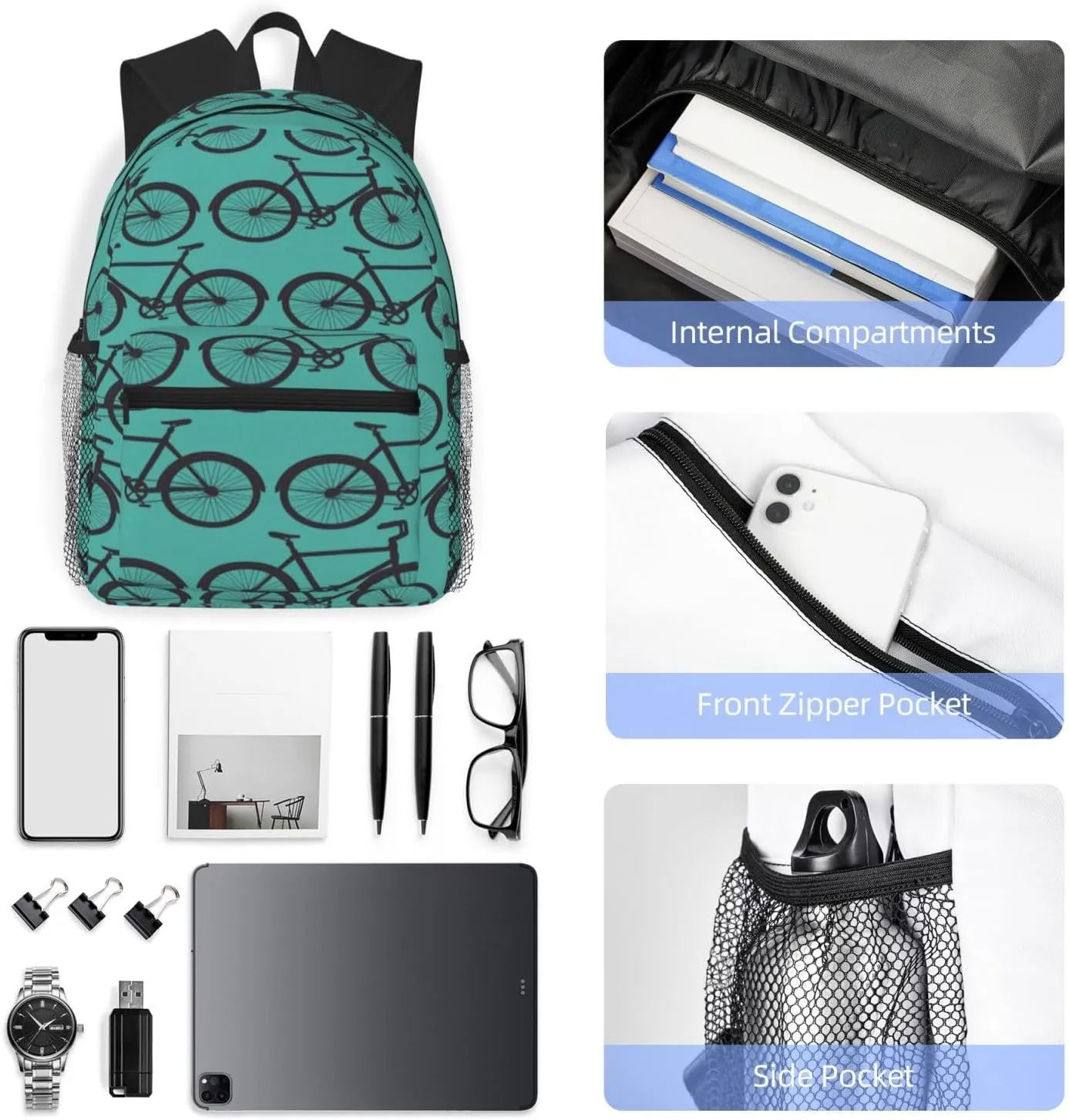 Sport Bicycle Backpack, Travel Laptop Backpack Computer Bag Rucksack for Men Women Business Work Fits 15.6 Inch Notebook