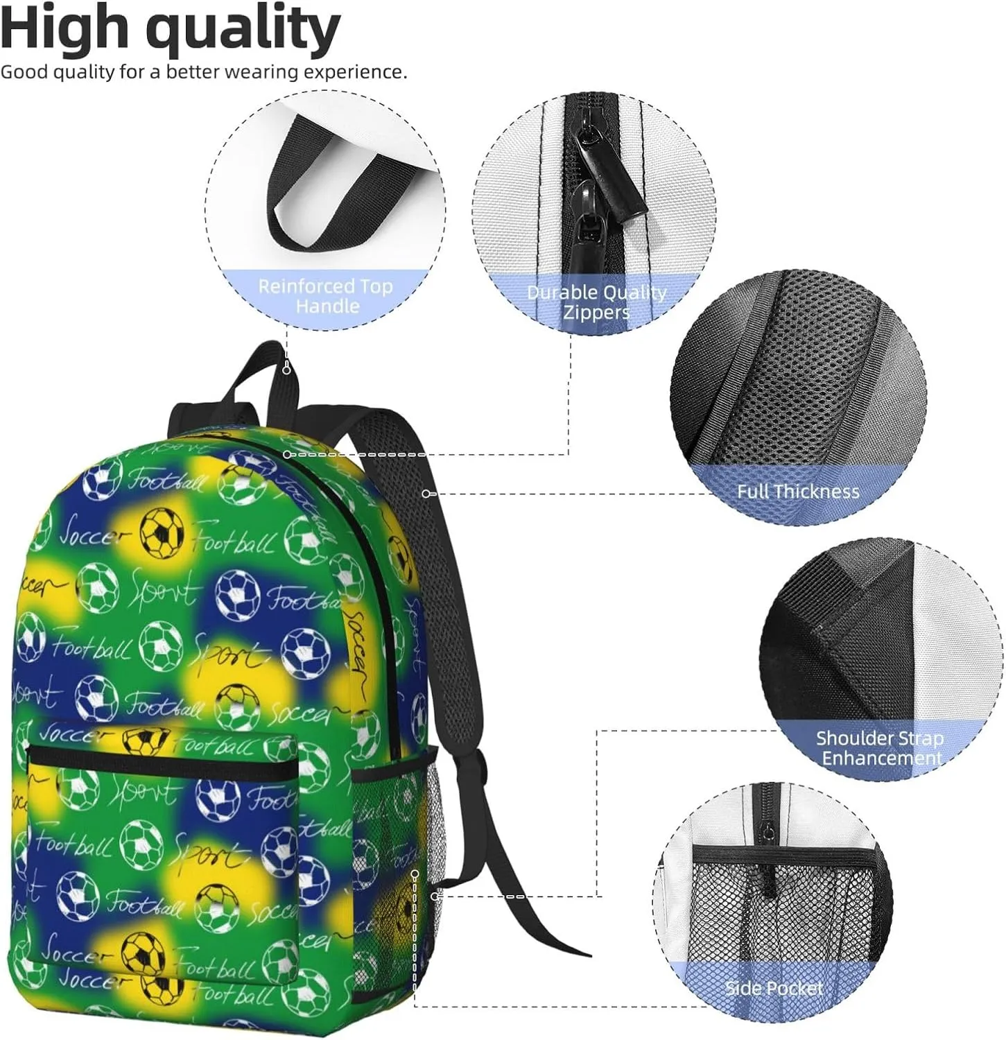 Sport soccer football 17 Inch Backpacks Multipurpose Laptop Backpack Double Shoulder Bag for Men Women Gifts