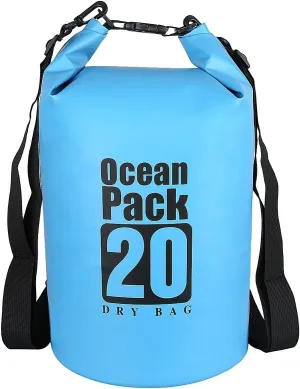 Sportmusies Waterproof Dry Bag - Roll Top Dry Compression Sack Keeps Gear Dry for Kayaking, Beach, Rafting, Boating, Hiking, Camping and Fishing (20L, Blue)