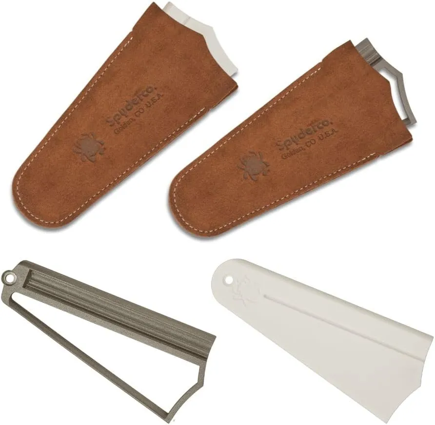 Spyderco Golden Stone/Webfoot Set - Portable Knife and Tool Sharpener, No Oil/Water Needed - 308FCBN