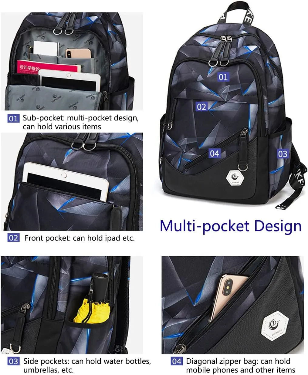 Sqodok School Backpack Teenage Boy Girls Bookbag Kids Casual Daypack Schoolbag