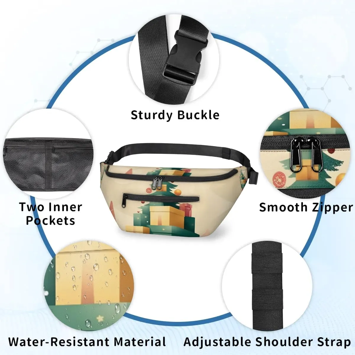 Star Christmas Sling Bag Crossbody Backpack Chest Daypack for Women Sport Travel Hiking Casual Bag Multipurpose Waist Pack With Zipper Closure Adjustable Strap Shoulder Bag