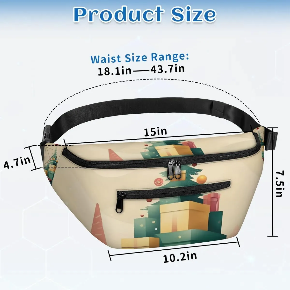 Star Christmas Sling Bag Crossbody Backpack Chest Daypack for Women Sport Travel Hiking Casual Bag Multipurpose Waist Pack With Zipper Closure Adjustable Strap Shoulder Bag