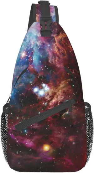 Starfish And Lighthouse Printed Canvas Sling Bag Crossbody Backpack, Hiking Daypack Chest Bag For Women Men