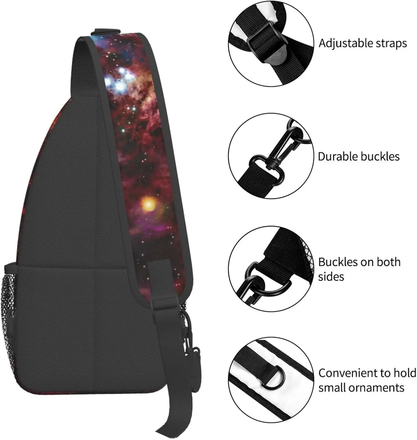 Starfish And Lighthouse Printed Canvas Sling Bag Crossbody Backpack, Hiking Daypack Chest Bag For Women Men