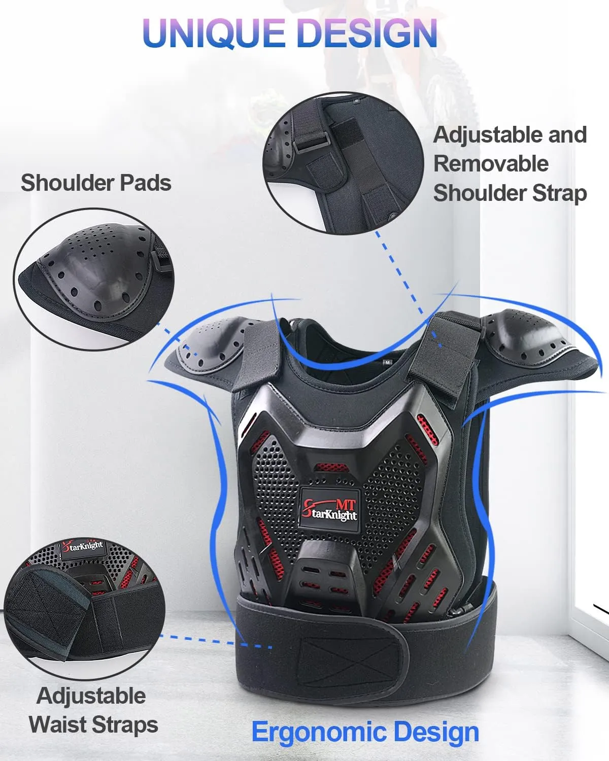 StarknightMT Kids Motorcycle Armor Suit Dirt Bike Gear - Youth Teen Motocross Riding Protector with Knee Elbow Arm Shoulder Protection Pad for Cycling Off-RoadRiding Skiing Skating