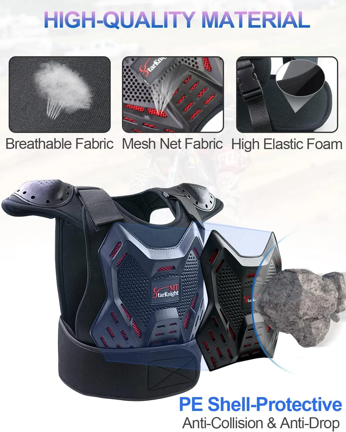 StarknightMT Kids Motorcycle Armor Suit Dirt Bike Gear - Youth Teen Motocross Riding Protector with Knee Elbow Arm Shoulder Protection Pad for Cycling Off-RoadRiding Skiing Skating