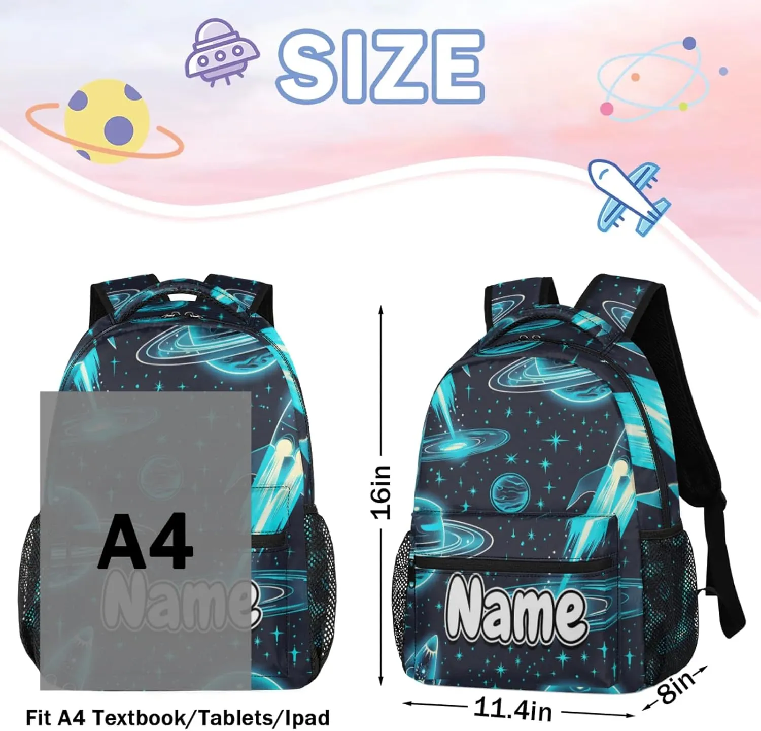 Starry Sky Rocket Large Backpack Fashion Travel Backpacks for Business Women Men Casual Laptop Bag Waterproof Lightweight Shoulder Bags 16in