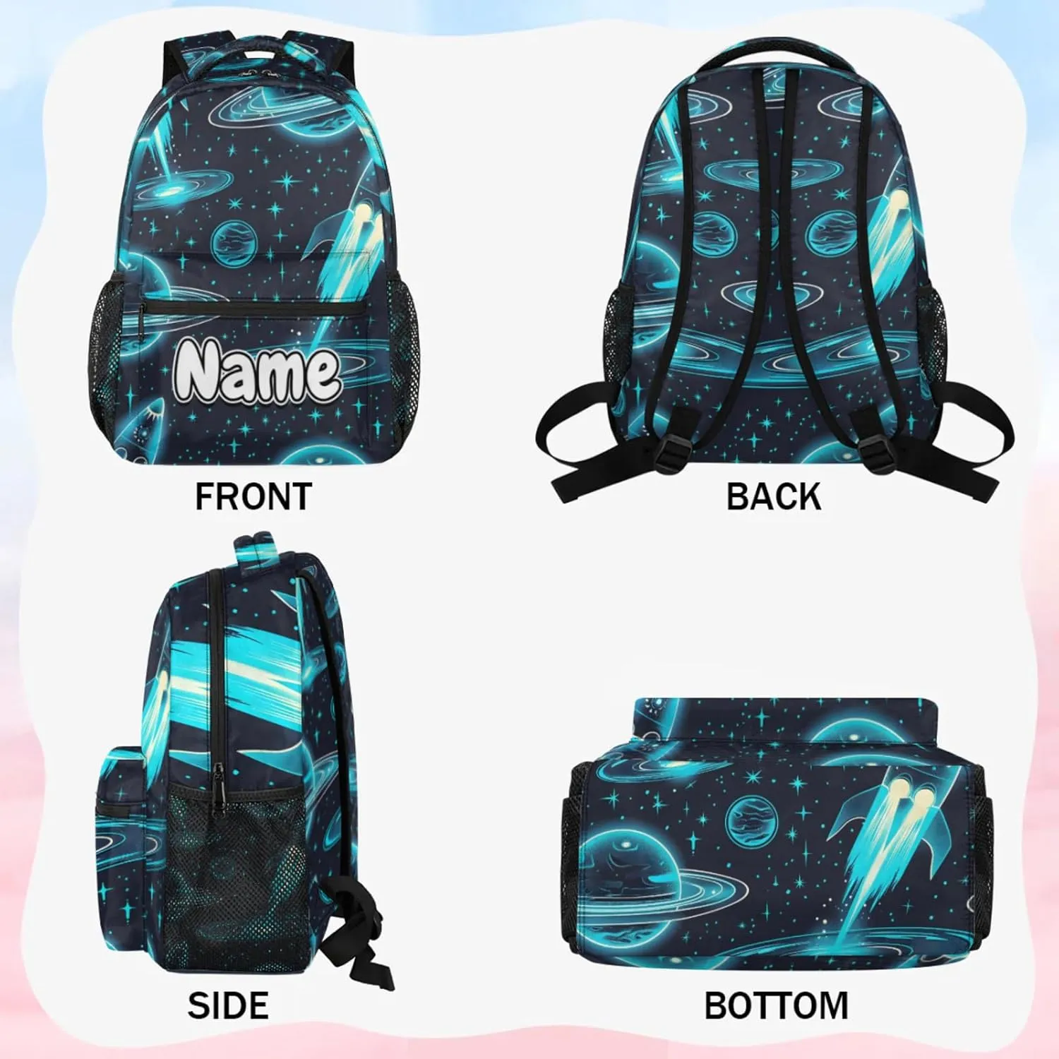Starry Sky Rocket Large Backpack Fashion Travel Backpacks for Business Women Men Casual Laptop Bag Waterproof Lightweight Shoulder Bags 16in