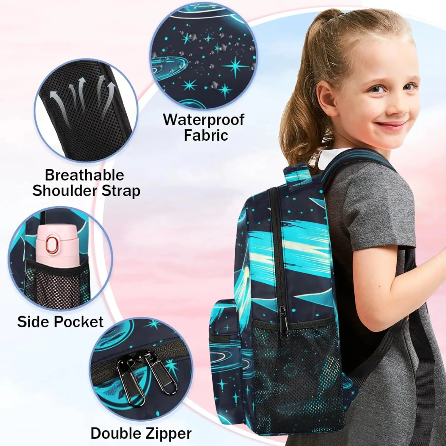 Starry Sky Rocket Large Backpack Fashion Travel Backpacks for Business Women Men Casual Laptop Bag Waterproof Lightweight Shoulder Bags 16in