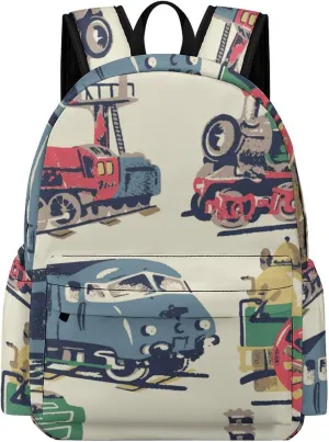 Steam Trains Cool Pattern Fashion Laptop Backpack Purse Travel Backpack Casual Shoulder Bag for Work Shopping Camping