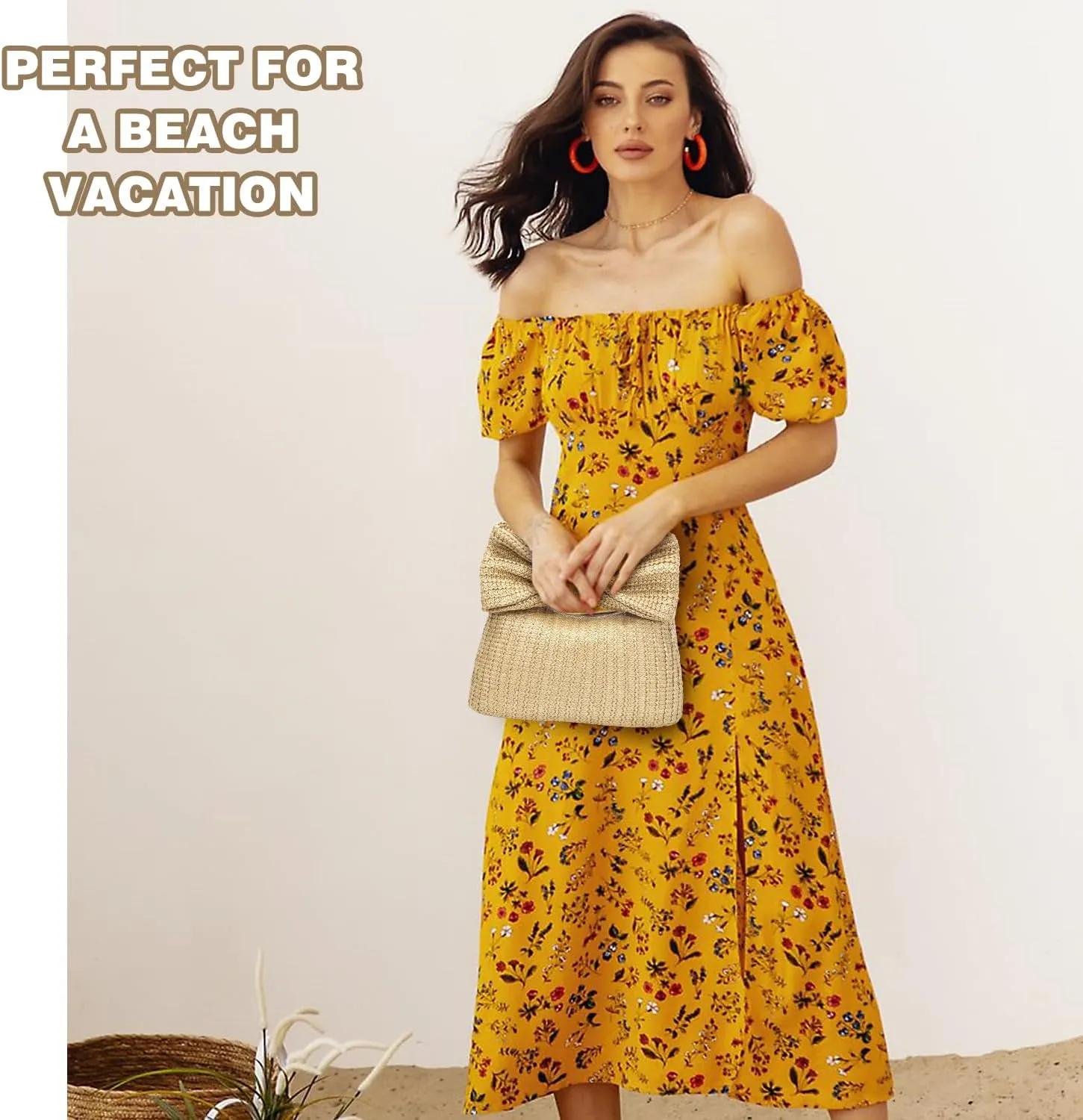 Straw Handbags Purses Crossbody Pocketbook Bag Casual Woven Beach Bags Summer Hobo Hippie Chic Tote Bags with Chain