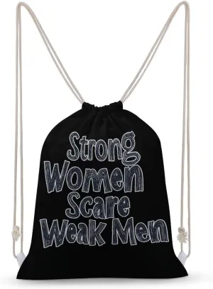 Strong Women Scare Weak Men Unisex Backpack Casual Daypacks Canvas Bag for Camping Hiking Travel 35x50cm