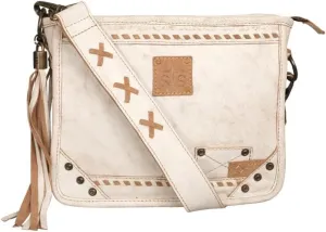 STS Ranchwear Womens Cremello Mae White/Tan Leather Crossbody Bag