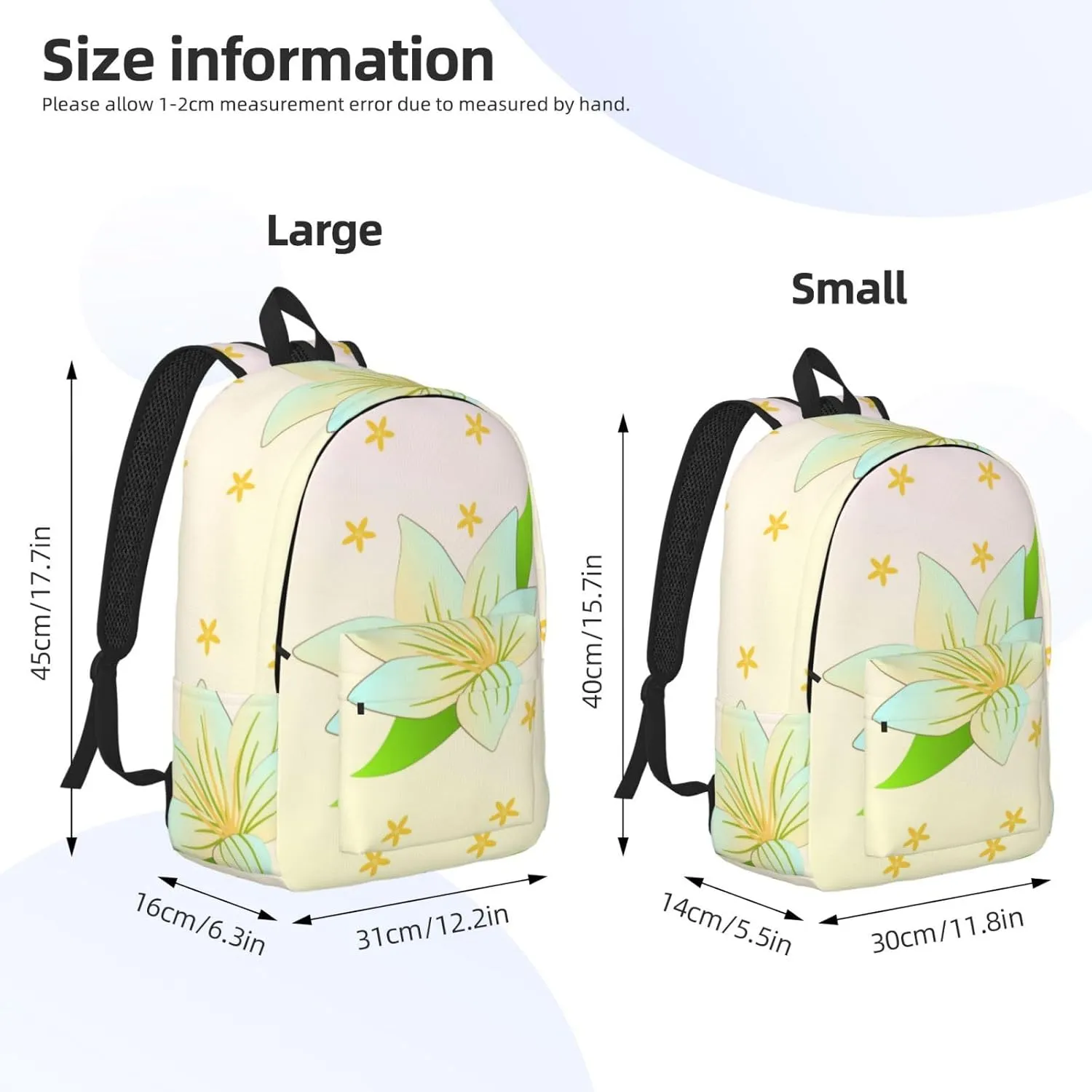 Stylish Canvas Casual Lightweight Backpack For Men, Women,Blooming Daffodils Laptop Travel Rucksack, Medium