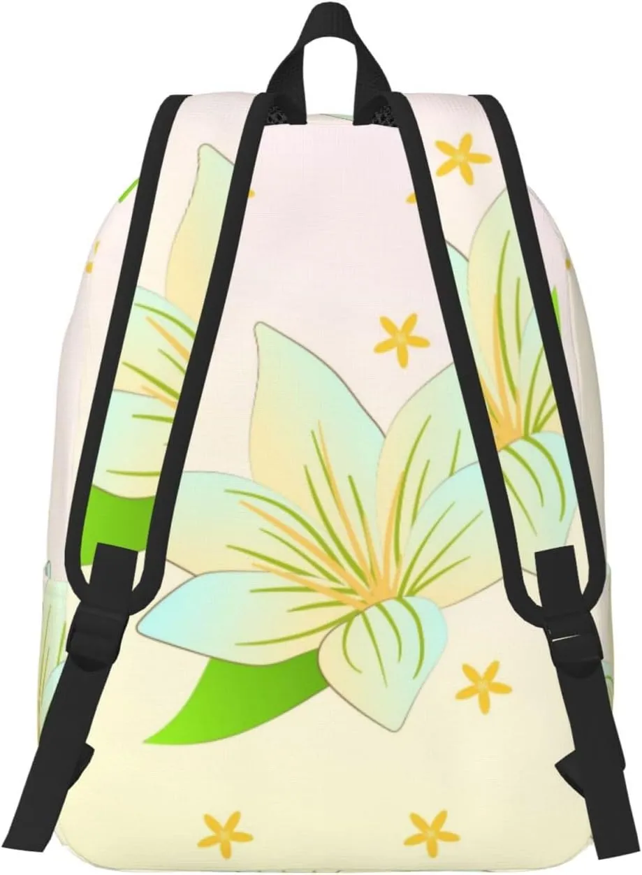 Stylish Canvas Casual Lightweight Backpack For Men, Women,Blooming Daffodils Laptop Travel Rucksack, Medium