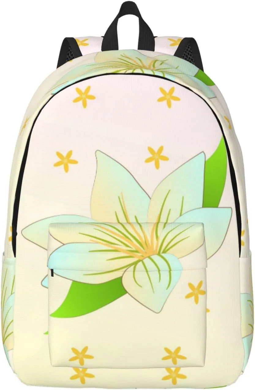 Stylish Canvas Casual Lightweight Backpack For Men, Women,Blooming Daffodils Laptop Travel Rucksack, Medium