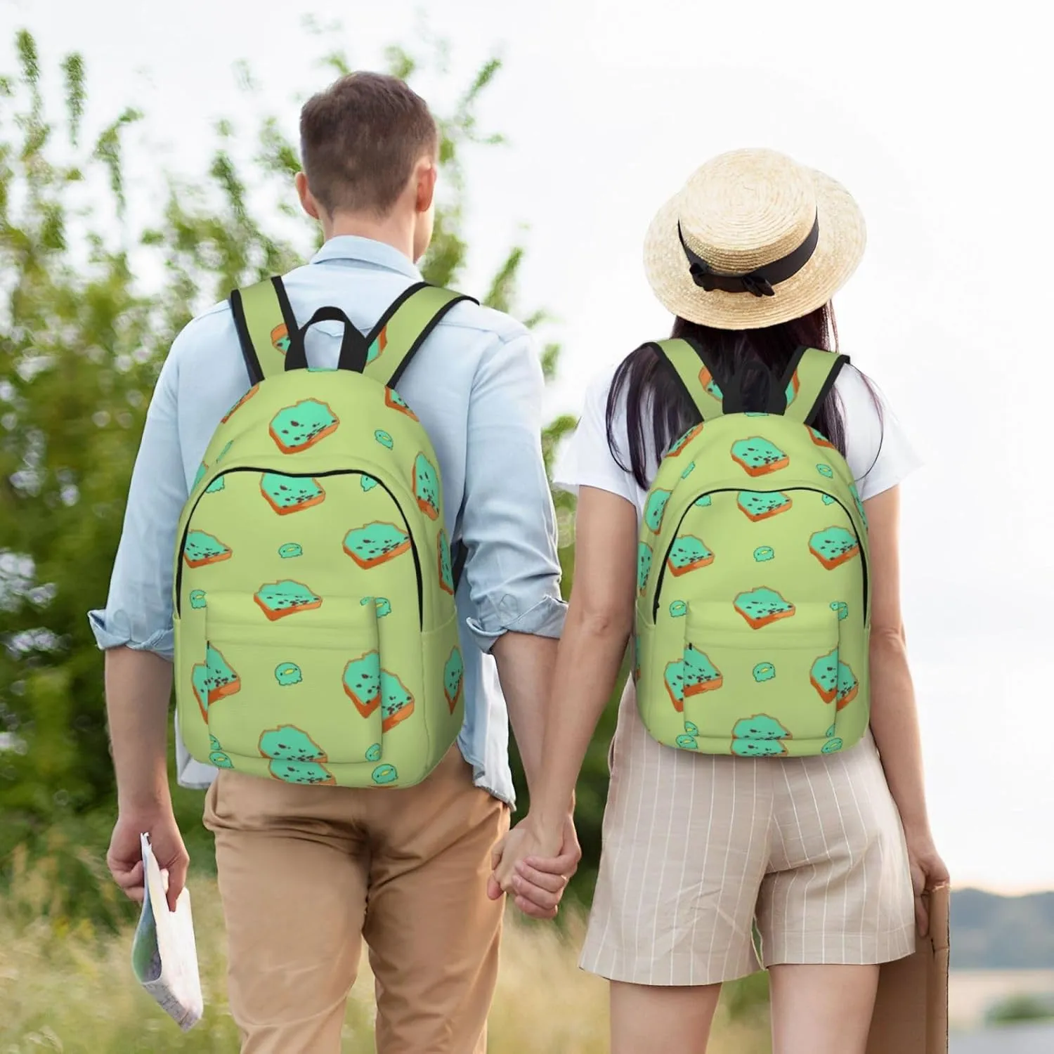Stylish Canvas Casual Lightweight Backpack For Men, Women,Cartoon Bread Slices Laptop Travel Rucksack, Medium