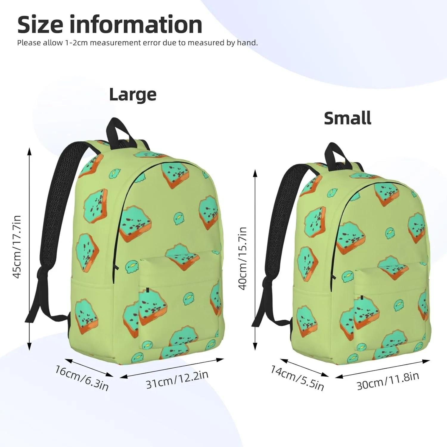 Stylish Canvas Casual Lightweight Backpack For Men, Women,Cartoon Bread Slices Laptop Travel Rucksack, Medium
