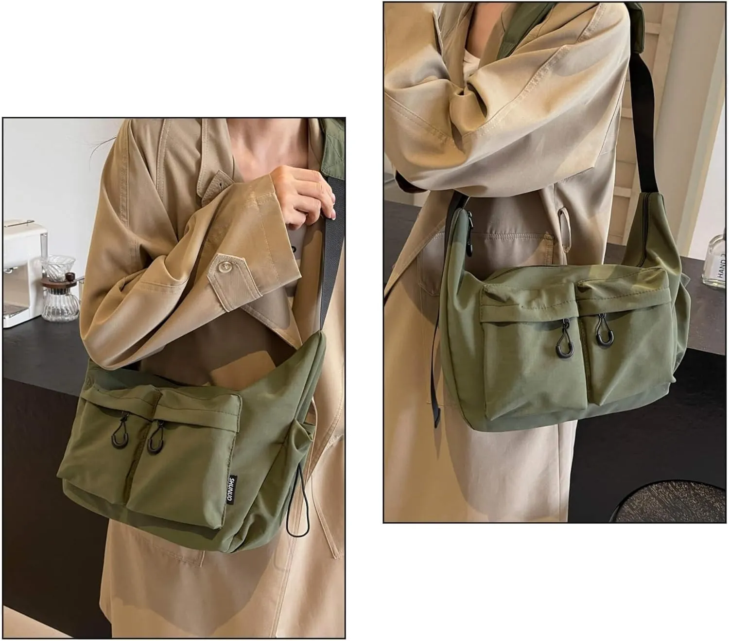 Stylish Canvas Crossbody Crescent Bag for Women, Medium Lightweight Hobo Bag
