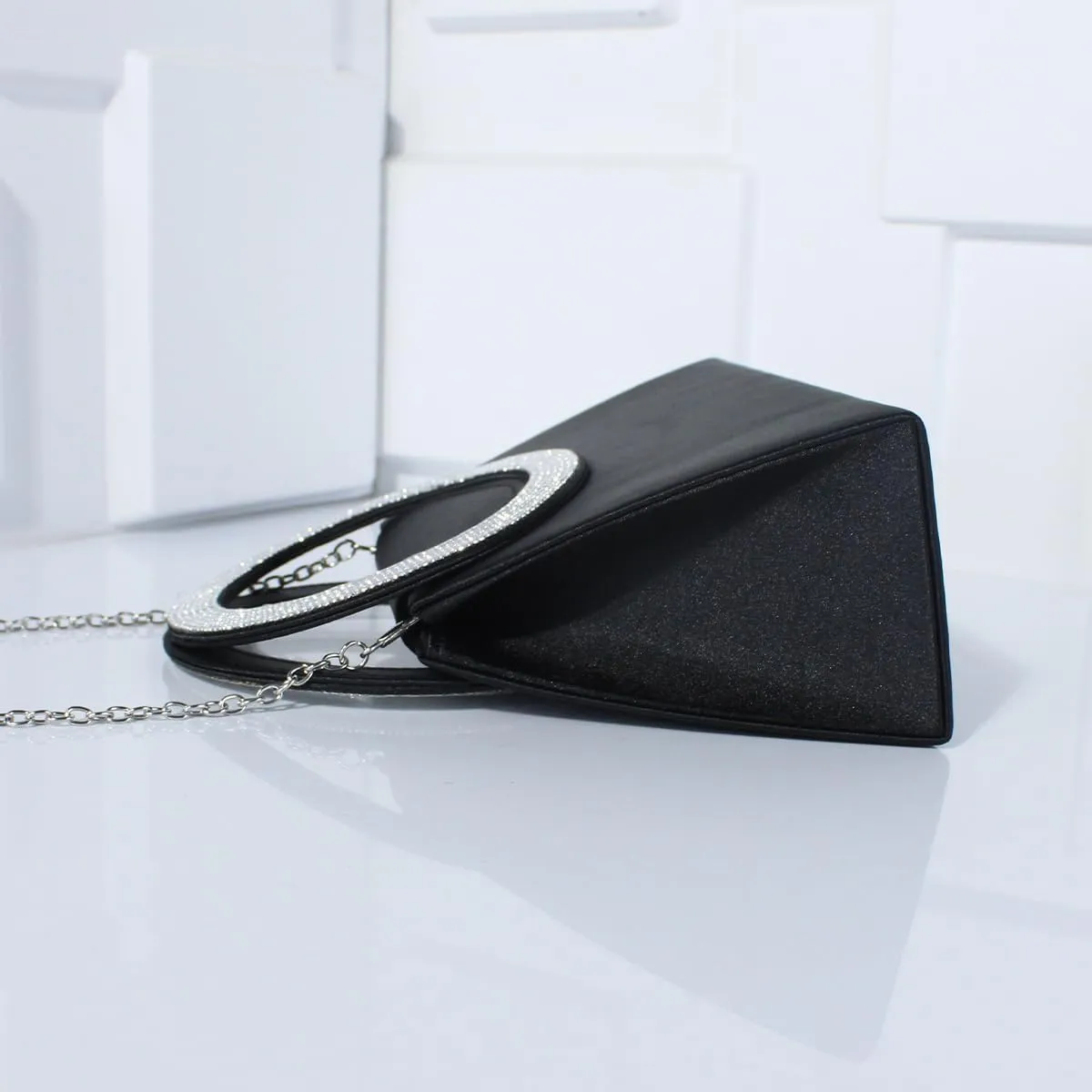 Stylish diamond set tote Ring Tote party bag Silk shoulder bag Elegant crossbody bag