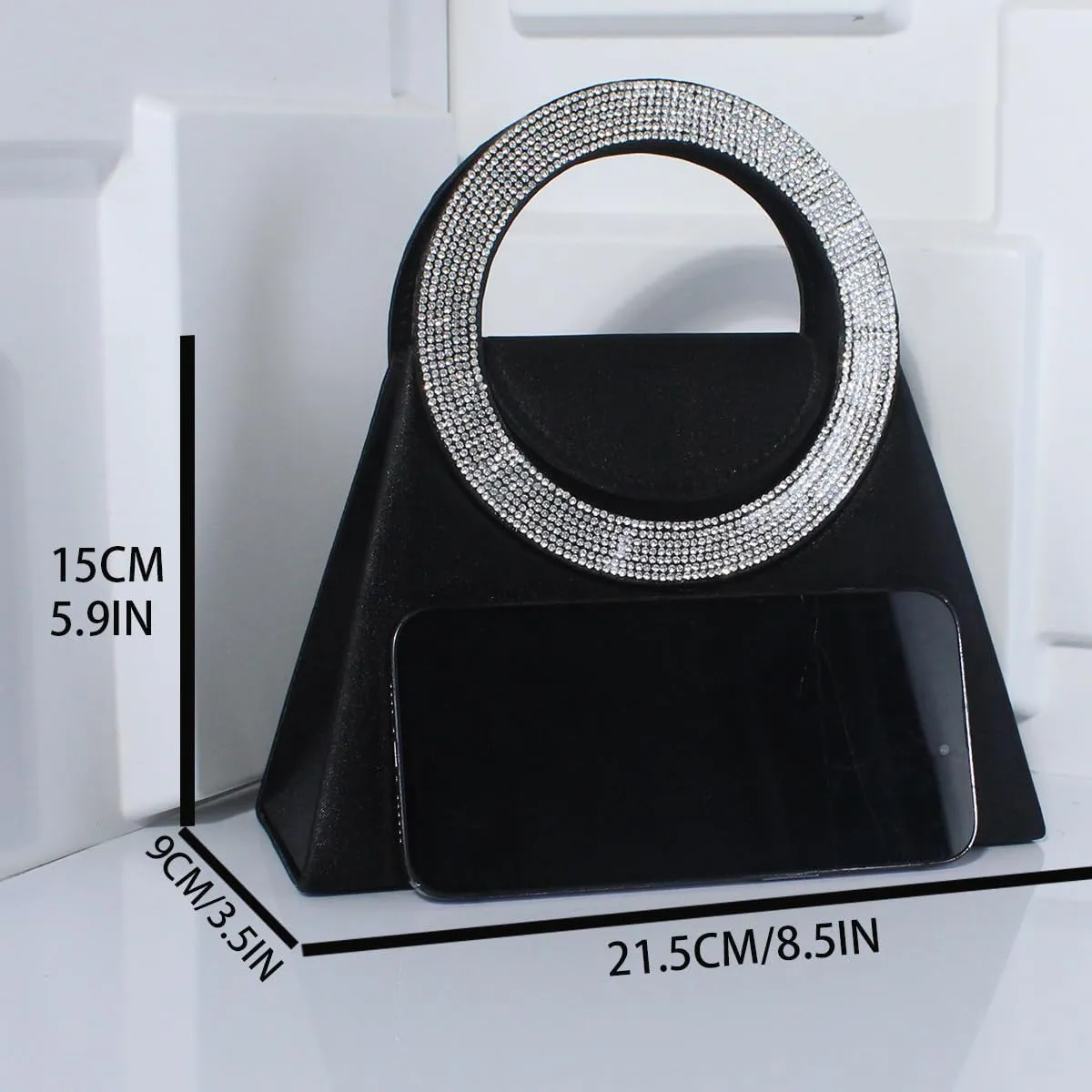 Stylish diamond set tote Ring Tote party bag Silk shoulder bag Elegant crossbody bag