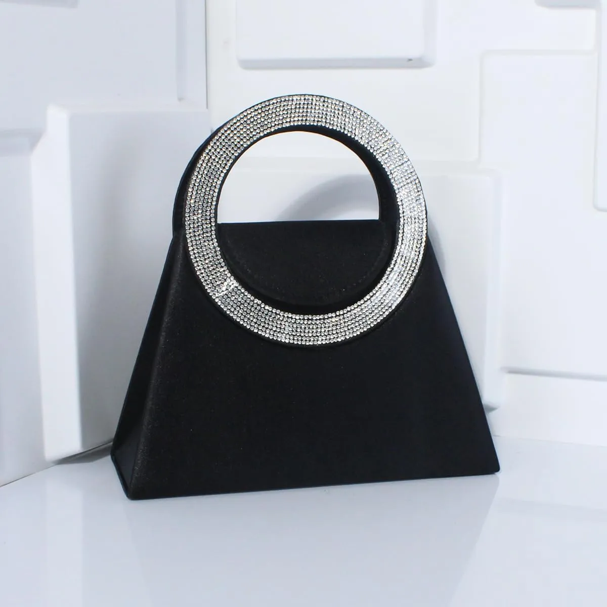 Stylish diamond set tote Ring Tote party bag Silk shoulder bag Elegant crossbody bag
