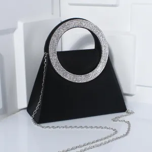 Stylish diamond set tote Ring Tote party bag Silk shoulder bag Elegant crossbody bag