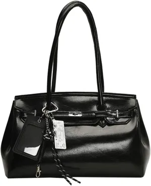 Stylish Tote Bag for Women PU Leather Top Handle Bags Slouchy Shoulder Bag for Work Travel