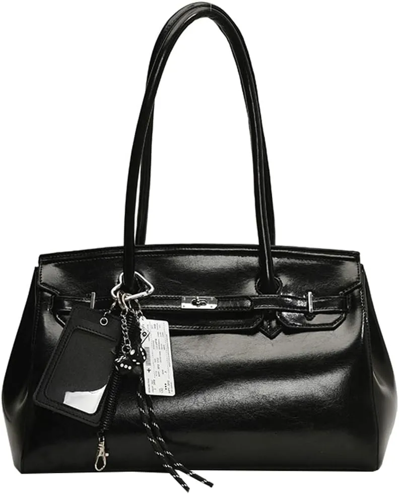 Stylish Tote Bag for Women PU Leather Top Handle Bags Slouchy Shoulder Bag for Work Travel