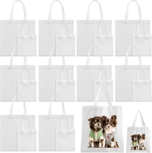 Sublimation Blank Tote Bags, 20Pack Canvas Tote Bags 16.1 x 15.4 Inch, 9.1 x 8.3 Inch Small Canvas Tote Bag Reusable Grocery Bags Shopping Cloth Bag for Heat Transfer, DIY, Decorating Craft, White