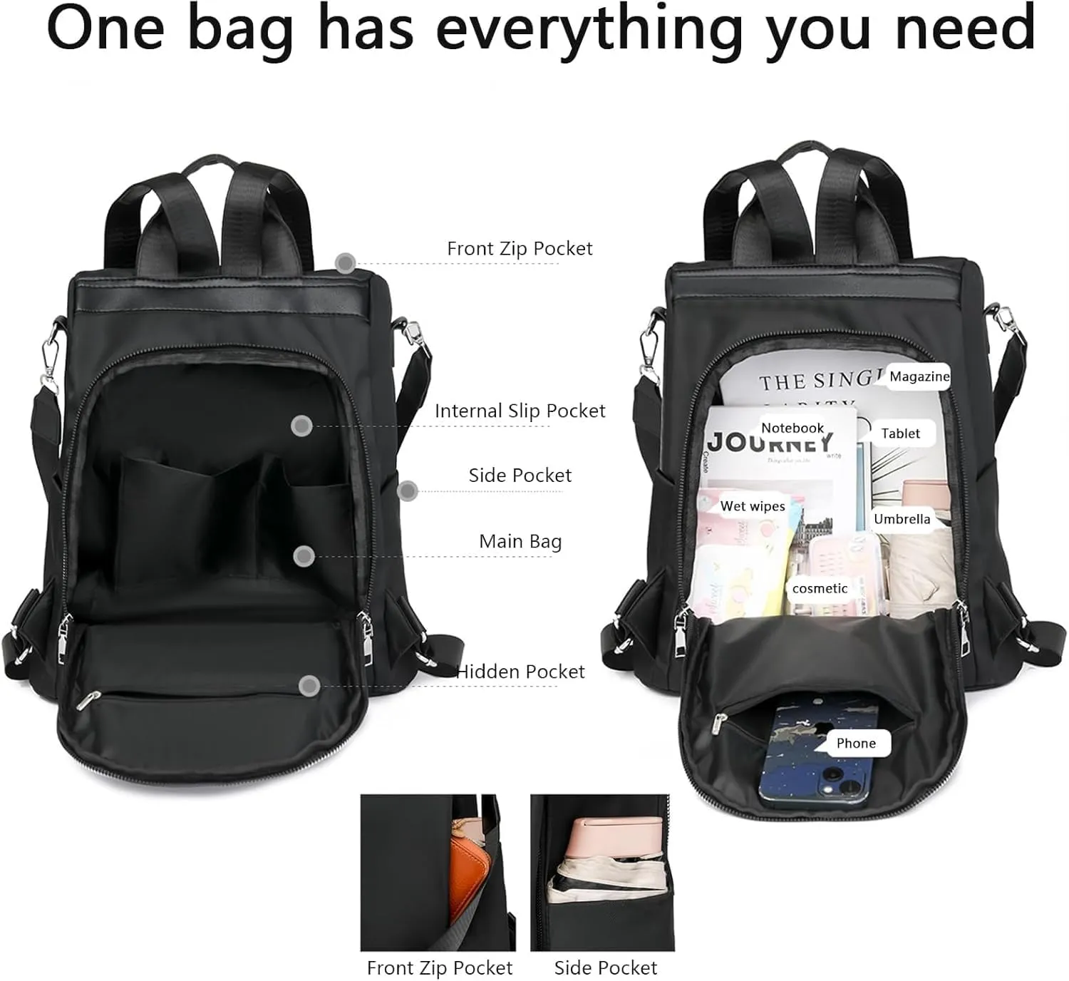 Subscrsidewa Anti-Theft Large Capacity Backpack, 2025 Oxford Cloth Backpack for Women,Large Capacity Leisure Travel Bag (Biege)