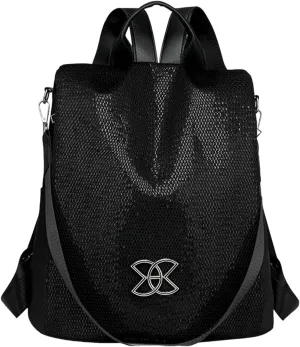 Subscrsidewa Anti-Theft Large Capacity Backpack, 2025 Oxford Cloth Backpack for Women,Large Capacity Leisure Travel Bag (Flash Black)