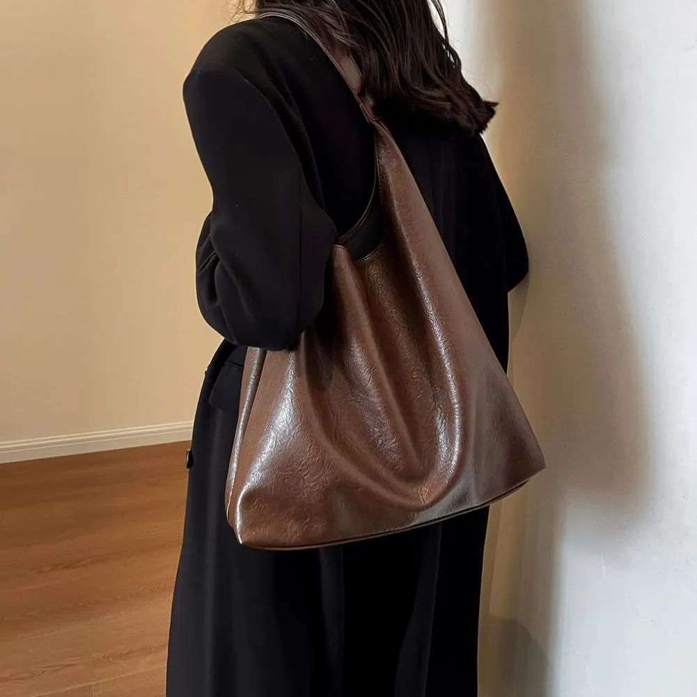 Suede Bag for Women, Brown Suede Tote Bag, Simulation Fashion Slouchy Bags, Vintage Hobo Bag, Women Suede Shoulde