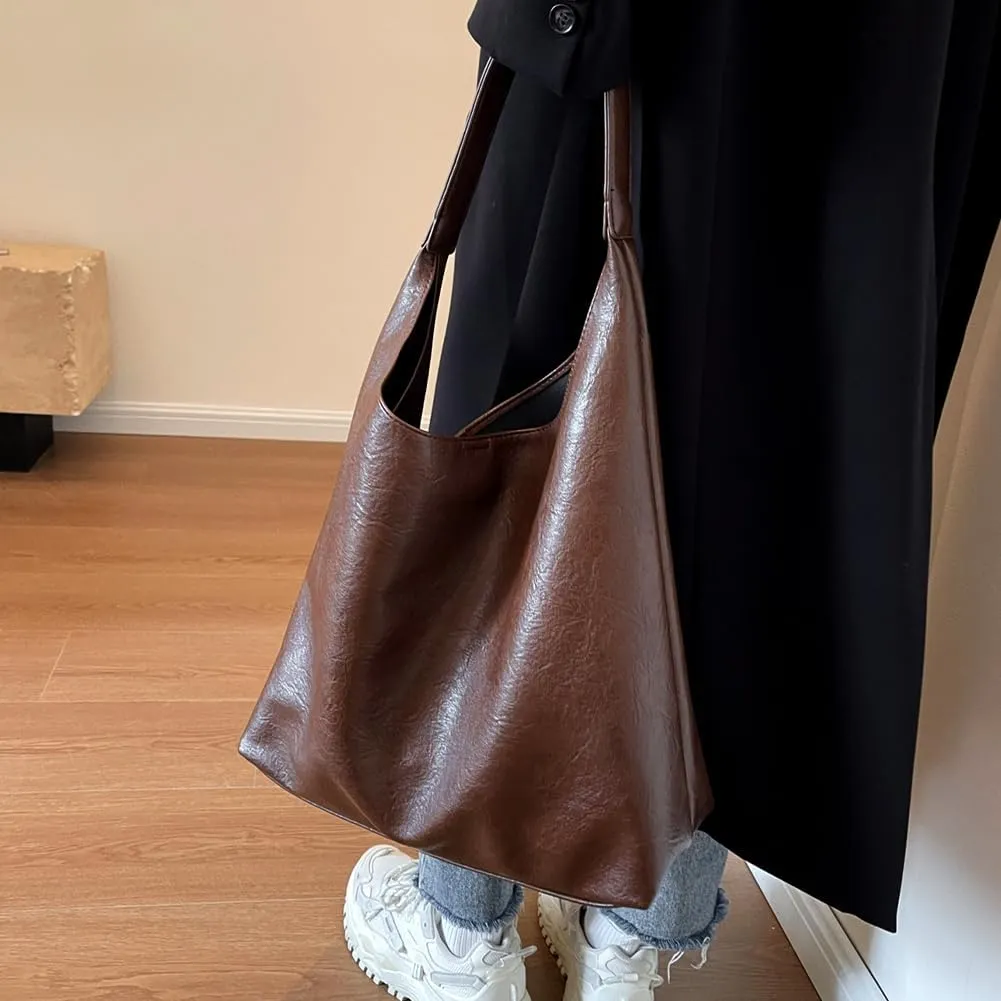 Suede Bag for Women, Brown Suede Tote Bag, Simulation Fashion Slouchy Bags, Vintage Hobo Bag, Women Suede Shoulde