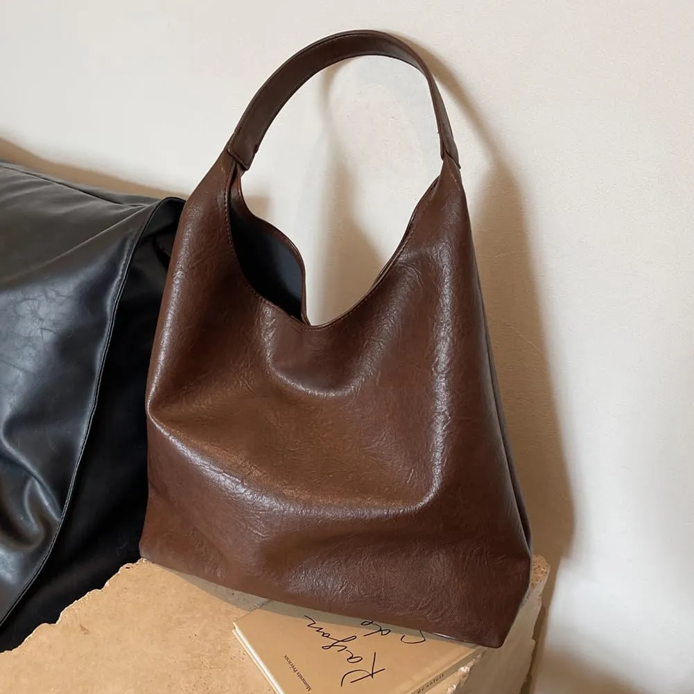 Suede Bag for Women, Brown Suede Tote Bag, Simulation Fashion Slouchy Bags, Vintage Hobo Bag, Women Suede Shoulde