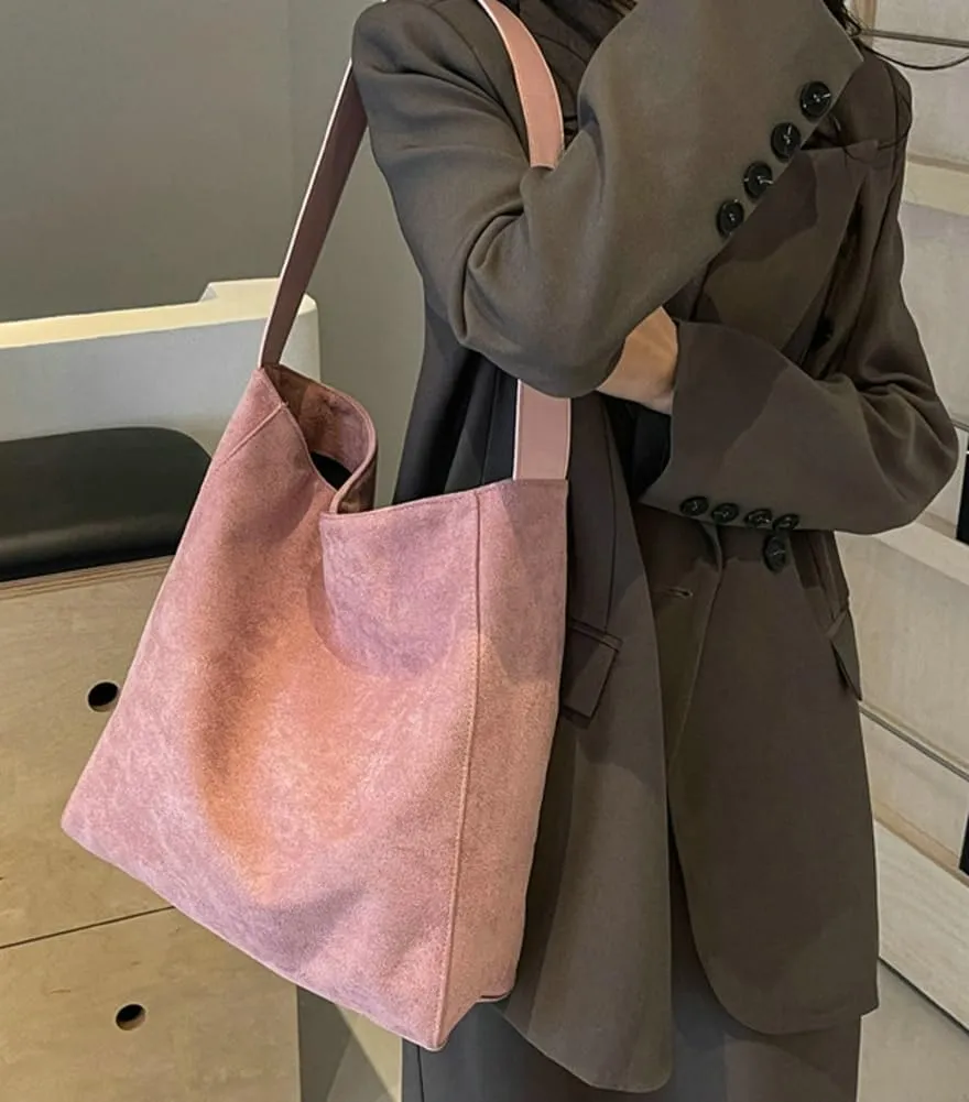 Suede Bag for Women Suede Tote Bag Large Suede Purses Handbag Fashion Suede Tote Bag Slouchy Bag Shoulder Bag for Travel Work