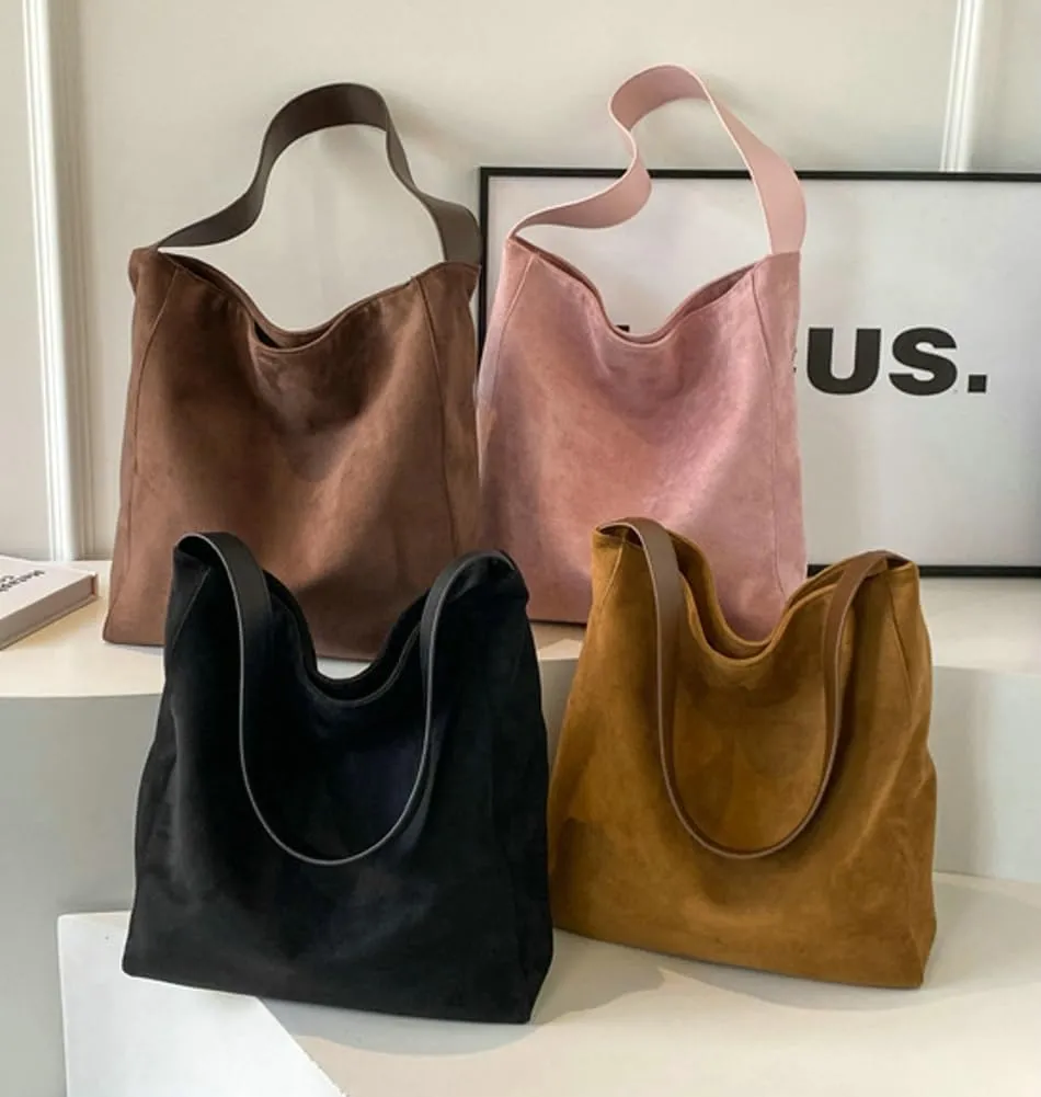 Suede Bag for Women Suede Tote Bag Large Suede Purses Handbag Fashion Suede Tote Bag Slouchy Bag Shoulder Bag for Travel Work